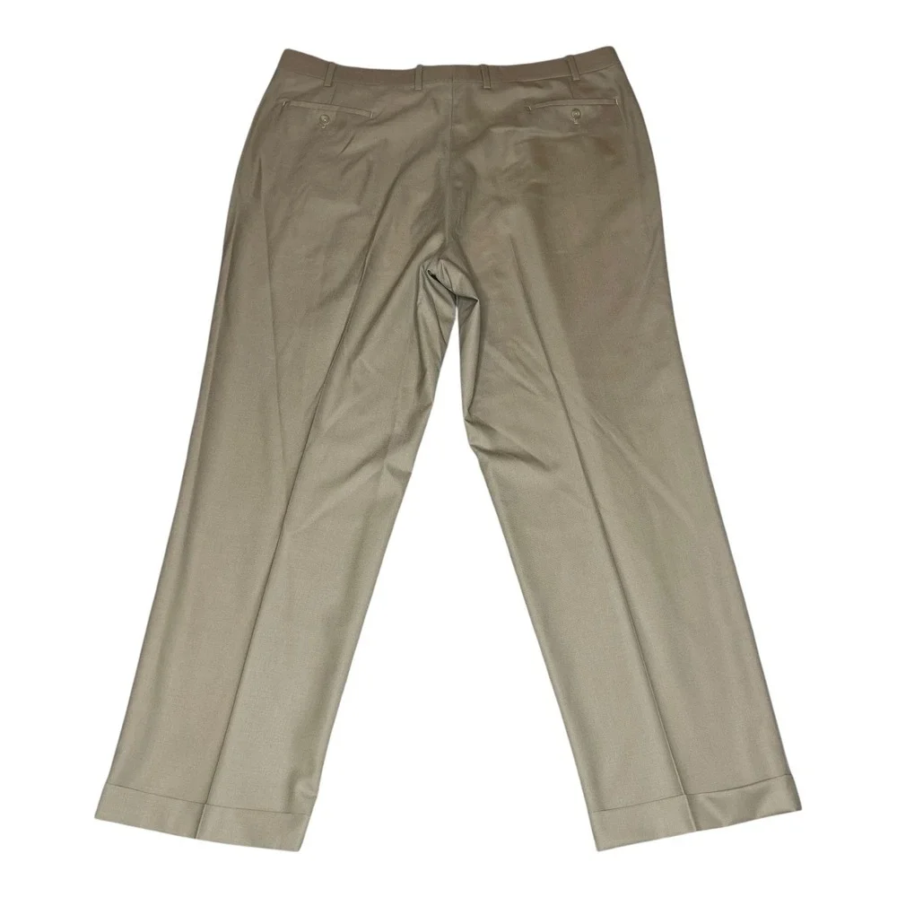 Lauren Ralph Lauren Mens 42x32 Wool Pleated Cuffed Dress Pants Tan Total Comfort